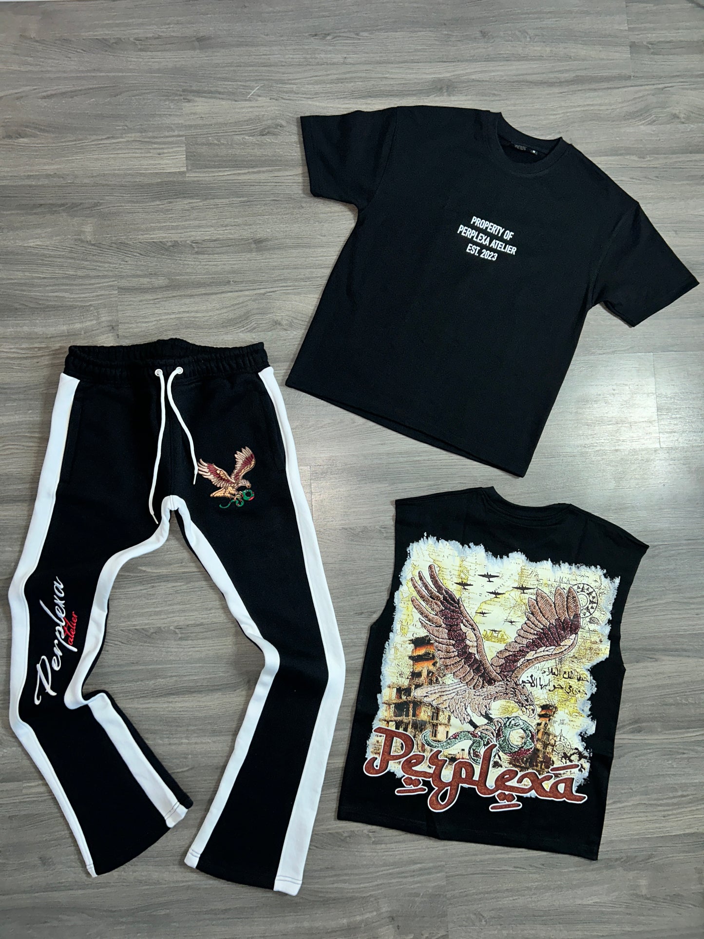 “Noir” Perplexa Atelier Flared Sweatpants